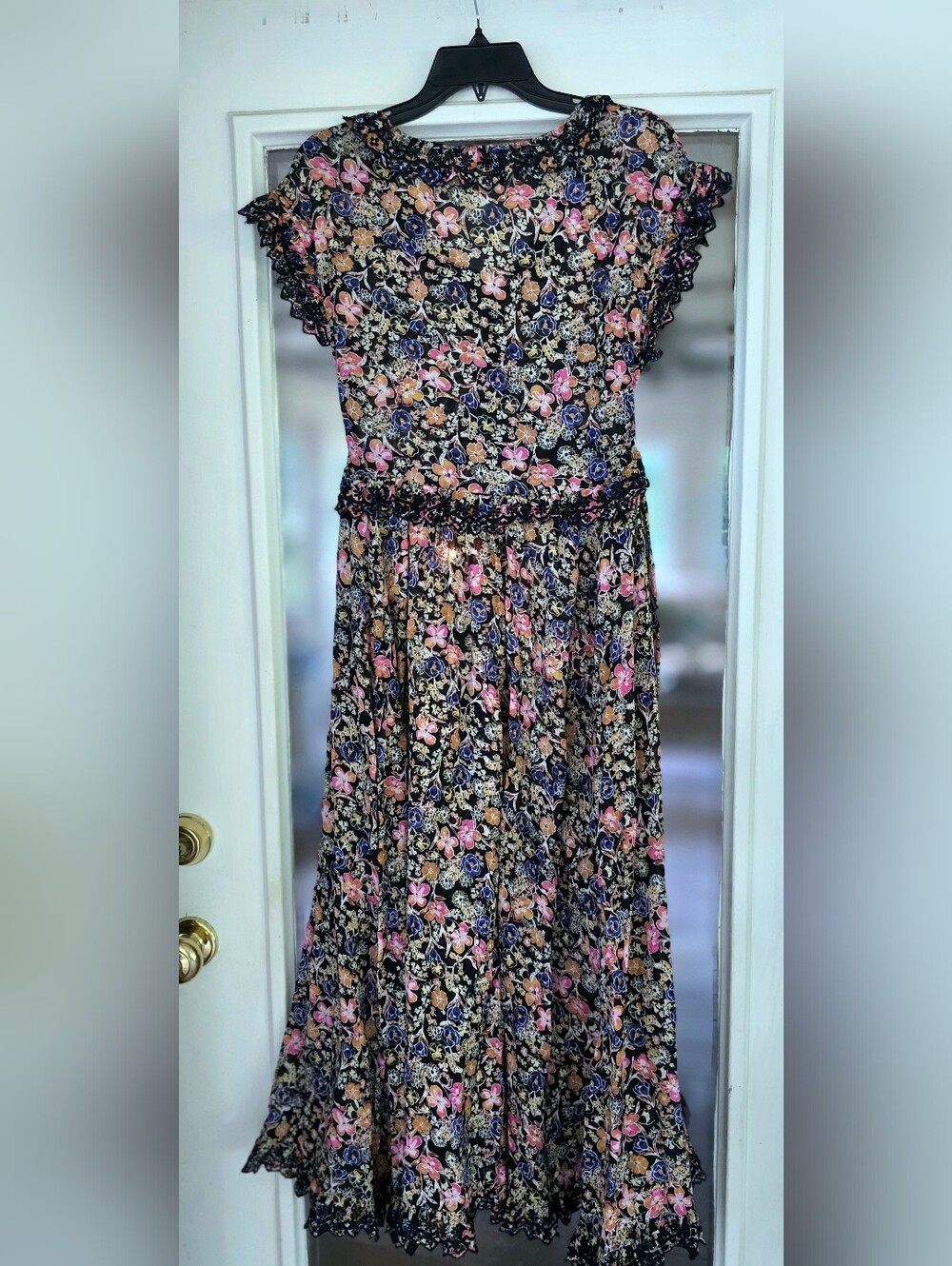 Free People Milania Black Floral Maxi Sz XS Flaw - Picture 2 of 5